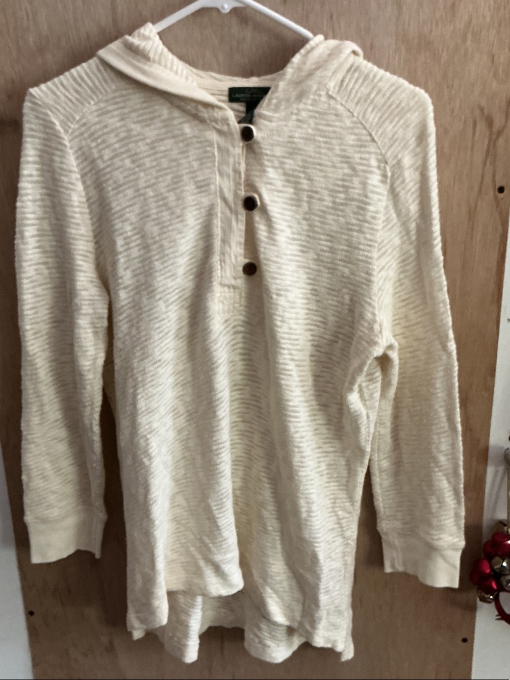 Ralph Lauren Cream Hooded Henley Sweater